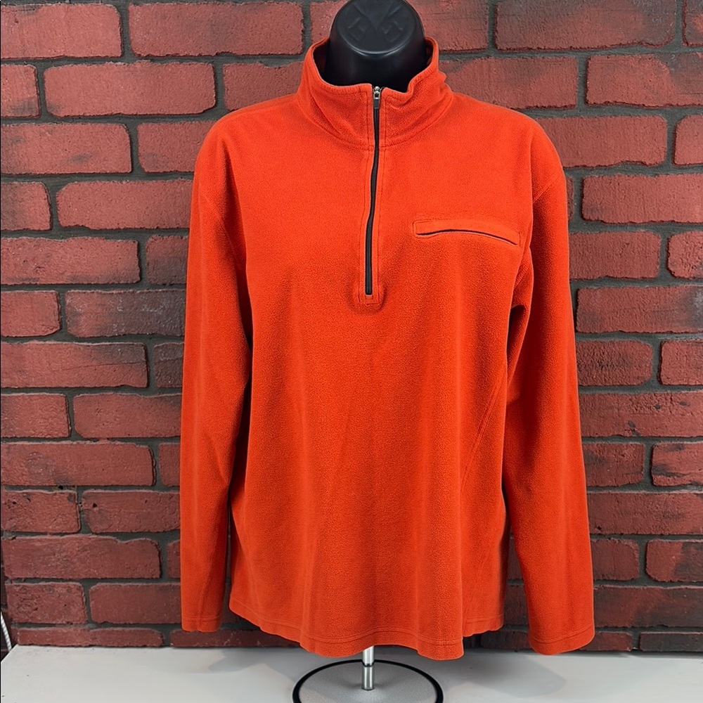 L.L. Bean Sweatshirt Womens Large Orange Quarter Zip Fleece